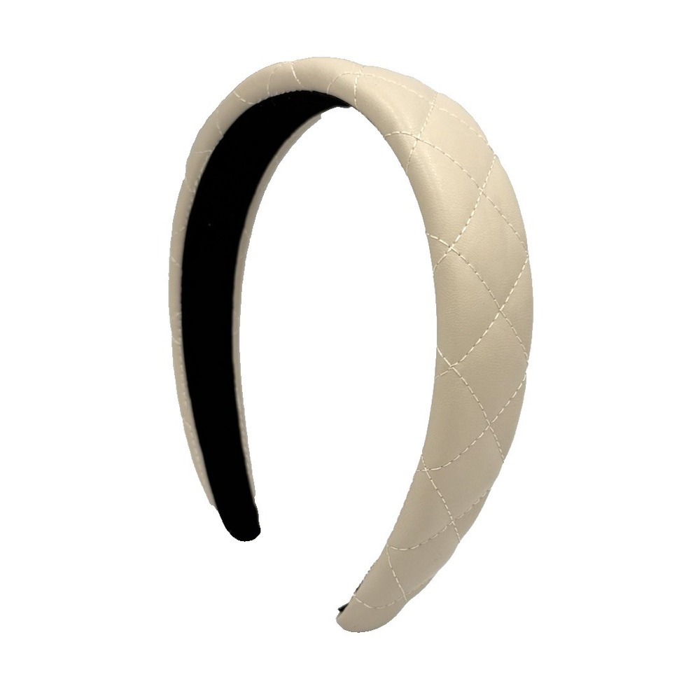 Handmade Neutral Beige Faux‎ Leather Headband Luxury High-End Hair Accessory NEW